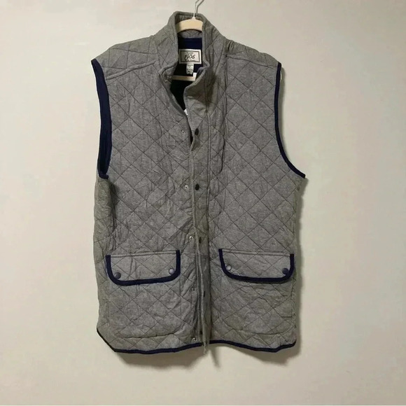 NWT Jos. A. Bank grey  cotton quilted navy vest - Picture 3 of 8